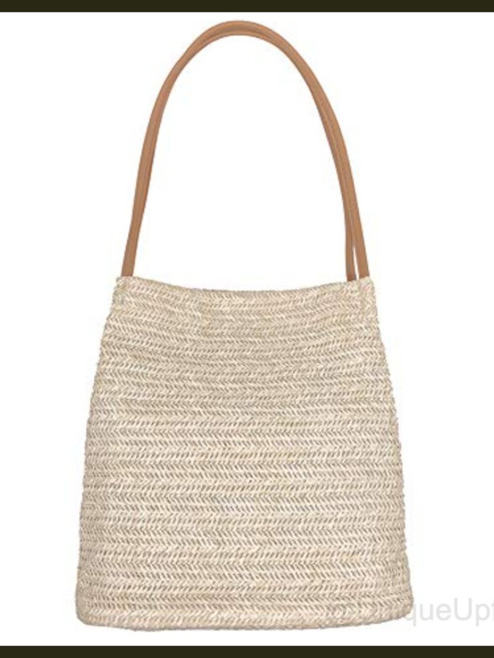Aphoraeny Straw Woven Tote Bag with PU Leather Handles Medium Beach Shoulder Bag